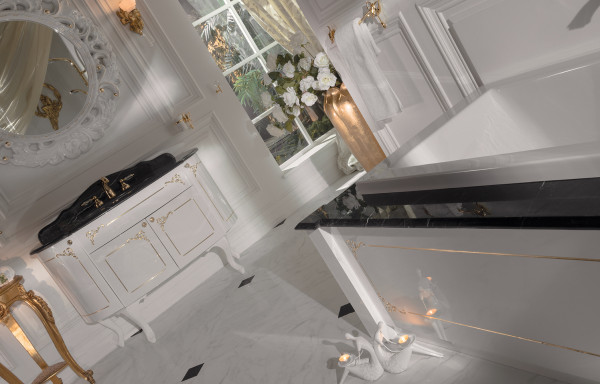 BELLO WHITE WITH GOLD PATTERN VANITY